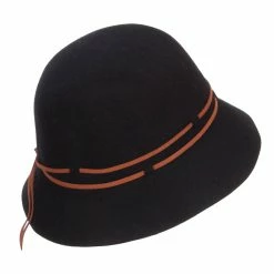Jeanne Simmons Women's Double Tie Wool Cloche Hat 19 Jeanne Simmons Women's Double Tie Wool Cloche Hat -Adams Shop dd001cl black 3