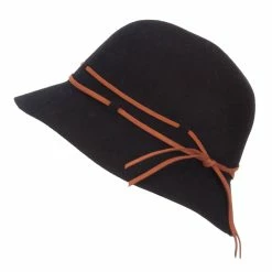 Jeanne Simmons Women's Double Tie Wool Cloche Hat 21 Jeanne Simmons Women's Double Tie Wool Cloche Hat -Adams Shop dd001cl black 5