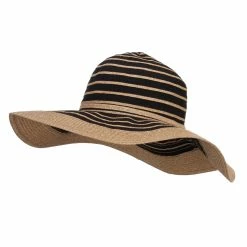 Hatiya Paper Braid Striped Floppy Hat