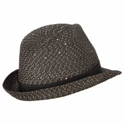 Something Special Ladies Paper Fedora Hat With Sequins And Lurex -Adams Shop dp001sf black gold 3