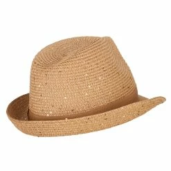 Something Special Ladies Paper Fedora Hat With Sequins And Lurex -Adams Shop dp002sf natural gold 3