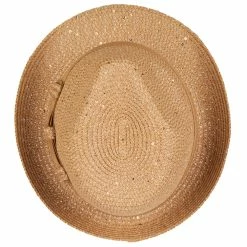 Something Special Ladies Paper Fedora Hat With Sequins And Lurex -Adams Shop dp002sf natural gold 5