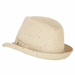 Something Special Ladies Paper Fedora Hat With Sequins And Lurex -Adams Shop dp003sf lt natural silver 2
