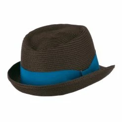 Jeanne Simmons Boy's UPF 50+ Ribbon Straw Fedora -Adams Shop eb001cf brown 3 3