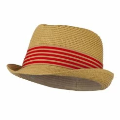 Jeanne Simmons Boy's UPF 50+ Ribbon Straw Fedora -Adams Shop eb002cf tan 1 3