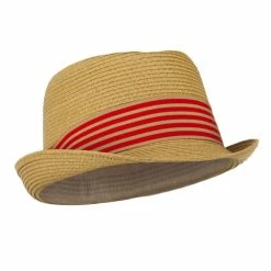 Jeanne Simmons Boy's UPF 50+ Ribbon Straw Fedora -Adams Shop eb002cf tan 4 3