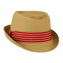 Jeanne Simmons Boy's UPF 50+ Ribbon Straw Fedora -Adams Shop eb002cf tan 5 3