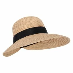 Jeanne Simmons Women's Raffia Braid Bow Ribbon Band Accented Large Brim Sun Hat 15 Jeanne Simmons Women's Raffia Braid Bow Ribbon Band Accented Large Brim Sun Hat -Adams Shop ef001fw black natural 4