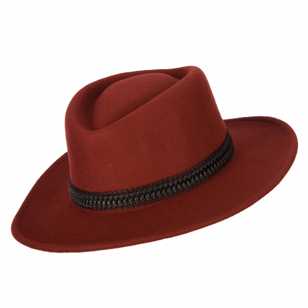 Jeanne Simmons Women's Designed Band Accented Pinched Top Large Brim Wool Fedora Hat 7 Jeanne Simmons Women's Designed Band Accented Pinched Top Large Brim Wool Fedora Hat - Image 5