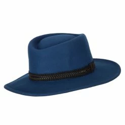 Jeanne Simmons Women's Designed Band Accented Pinched Top Large Brim Wool Fedora Hat 19 Jeanne Simmons Women's Designed Band Accented Pinched Top Large Brim Wool Fedora Hat -Adams Shop eg002cf blue 3