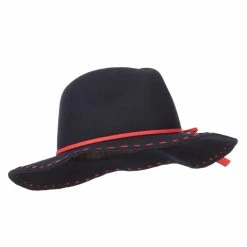 Jeanne Simmons Women's Tassel Tie Trim Large Stitch Detailed Brim Wool Fedora Hat 25 Jeanne Simmons Women's Tassel Tie Trim Large Stitch Detailed Brim Wool Fedora Hat -Adams Shop ei001cf navy red 4