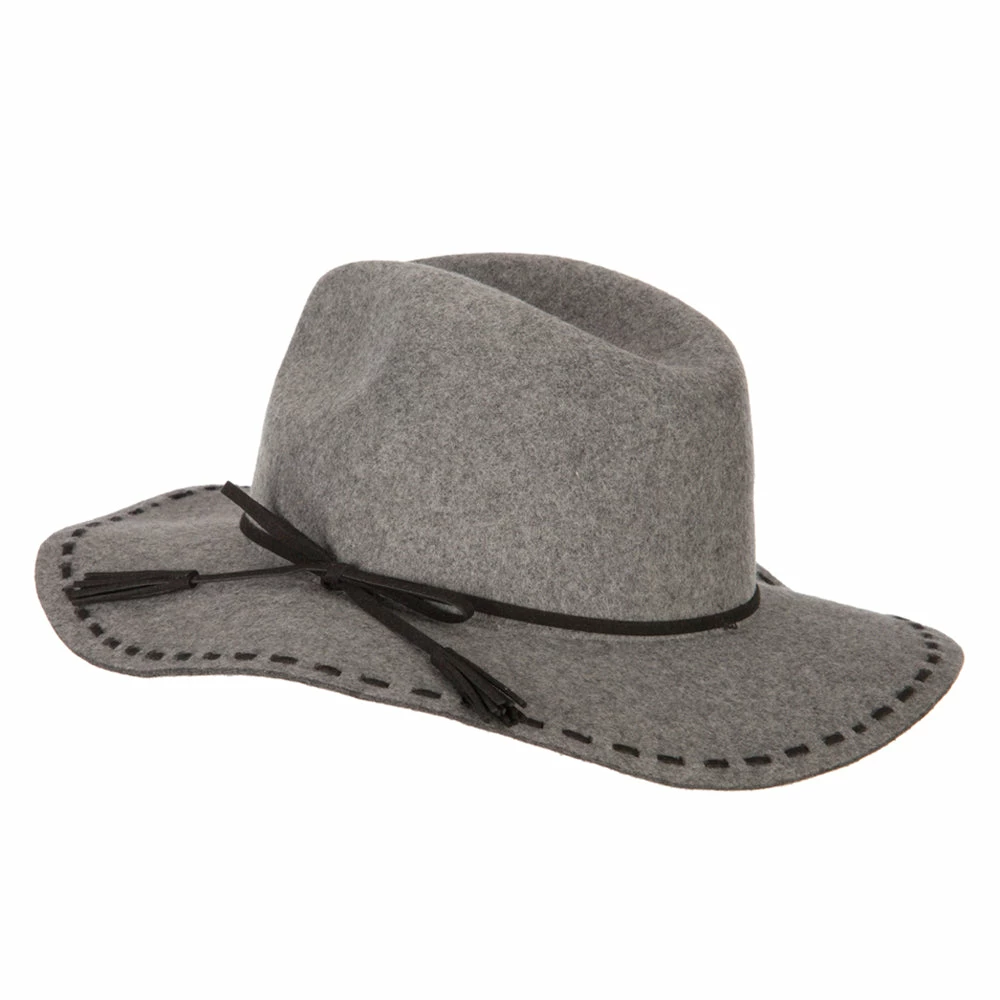 Jeanne Simmons Women's Tassel Tie Trim Large Stitch Detailed Brim Wool Fedora Hat 14 Jeanne Simmons Women's Tassel Tie Trim Large Stitch Detailed Brim Wool Fedora Hat - Image 12
