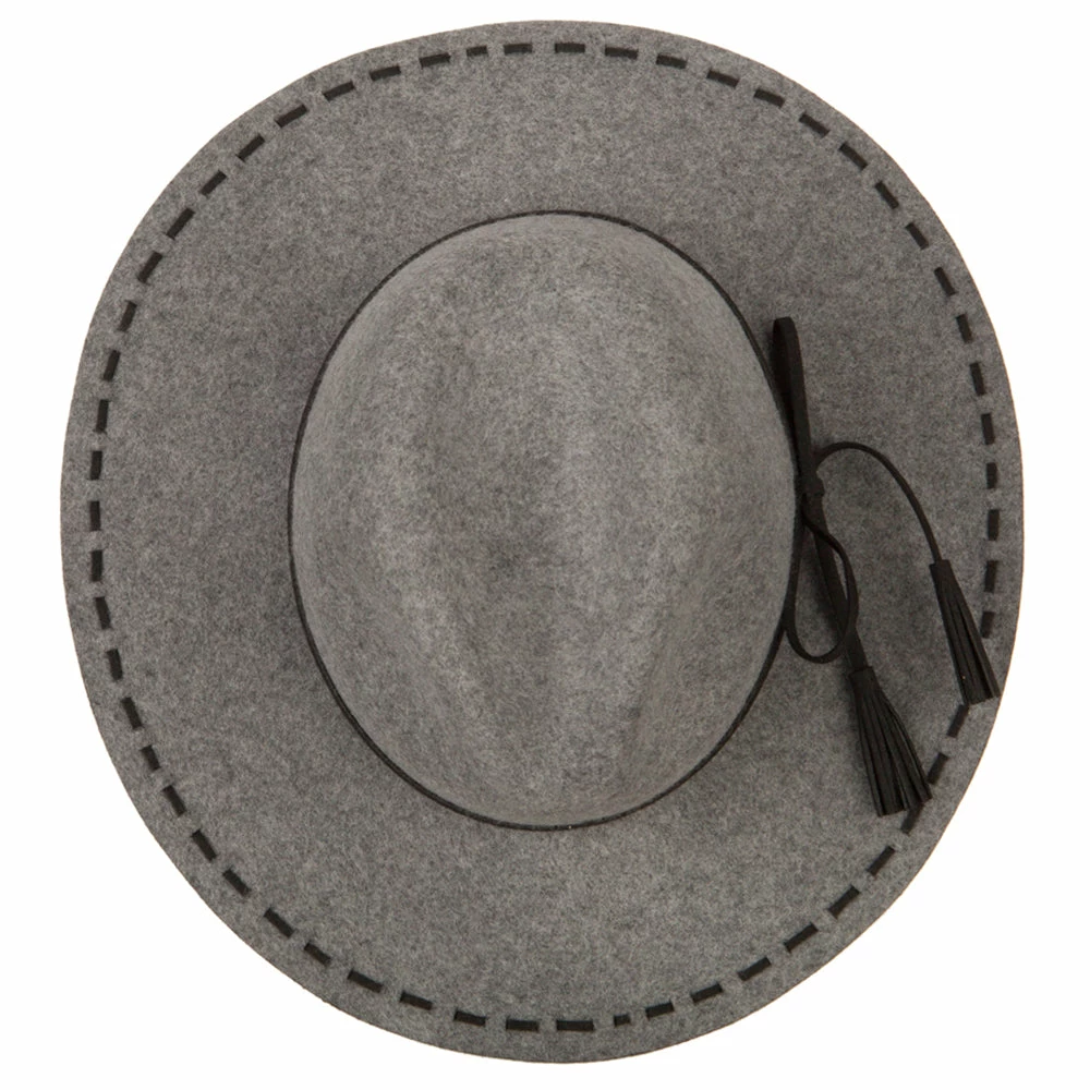 Jeanne Simmons Women's Tassel Tie Trim Large Stitch Detailed Brim Wool Fedora Hat 17 Jeanne Simmons Women's Tassel Tie Trim Large Stitch Detailed Brim Wool Fedora Hat - Image 15