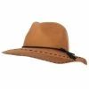 Jeanne Simmons Women's Tassel Tie Trim Large Stitch Detailed Brim Wool Fedora Hat -Adams Shop ei003cf tan black 1