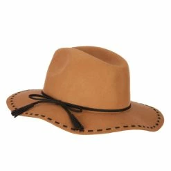 Jeanne Simmons Women's Tassel Tie Trim Large Stitch Detailed Brim Wool Fedora Hat 18 Jeanne Simmons Women's Tassel Tie Trim Large Stitch Detailed Brim Wool Fedora Hat -Adams Shop ei003cf tan black 2