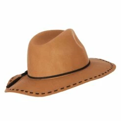 Jeanne Simmons Women's Tassel Tie Trim Large Stitch Detailed Brim Wool Fedora Hat 19 Jeanne Simmons Women's Tassel Tie Trim Large Stitch Detailed Brim Wool Fedora Hat -Adams Shop ei003cf tan black 3