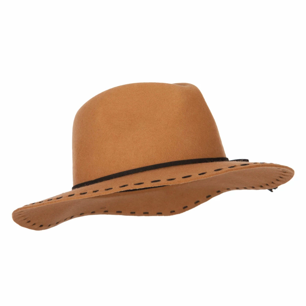 Jeanne Simmons Women's Tassel Tie Trim Large Stitch Detailed Brim Wool Fedora Hat 6 Jeanne Simmons Women's Tassel Tie Trim Large Stitch Detailed Brim Wool Fedora Hat - Image 4