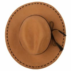 Jeanne Simmons Women's Tassel Tie Trim Large Stitch Detailed Brim Wool Fedora Hat 21 Jeanne Simmons Women's Tassel Tie Trim Large Stitch Detailed Brim Wool Fedora Hat -Adams Shop ei003cf tan black 5