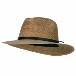 Jeanne Simmons Men's Palm Braid Leather Band Fedora Hat