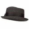 Jeanne Simmons Women's Wool Blend Ribbon Band And Bow Trim Pork Pie Fedora Hat -Adams Shop en001pp dk grey 1