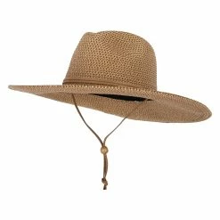 Jeanne Simmons Women's Paper Braid 4 Inch Large Brim Metallic Fedora Hat With Chin Cord