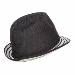 Hatiya Buckle Band Paper Braid Fedora 19 Hatiya Buckle Band Paper Braid Fedora -Adams Shop fd001sf black 3 1