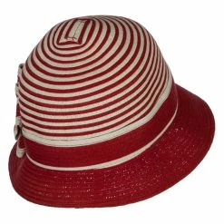 Jeanne Simmons Star Ribbon Paper Striped Cloche 19 Jeanne Simmons Star Ribbon Paper Striped Cloche -Adams Shop fi002cl red 3