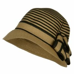 Jeanne Simmons Star Ribbon Paper Striped Cloche 27 Jeanne Simmons Star Ribbon Paper Striped Cloche -Adams Shop fi003cl tan 1