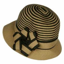 Jeanne Simmons Star Ribbon Paper Striped Cloche 28 Jeanne Simmons Star Ribbon Paper Striped Cloche -Adams Shop fi003cl tan 2