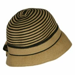 Jeanne Simmons Star Ribbon Paper Striped Cloche 29 Jeanne Simmons Star Ribbon Paper Striped Cloche -Adams Shop fi003cl tan 3