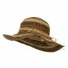 Jeanne Simmons Multi Striped Flat Brim Sun Hat -Adams Shop fj001fw brown 1