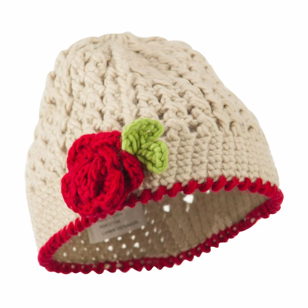 Jeanne Simmons Girl's Flower And Leaf Knit Cap 3 Jeanne Simmons Girl's Flower And Leaf Knit Cap