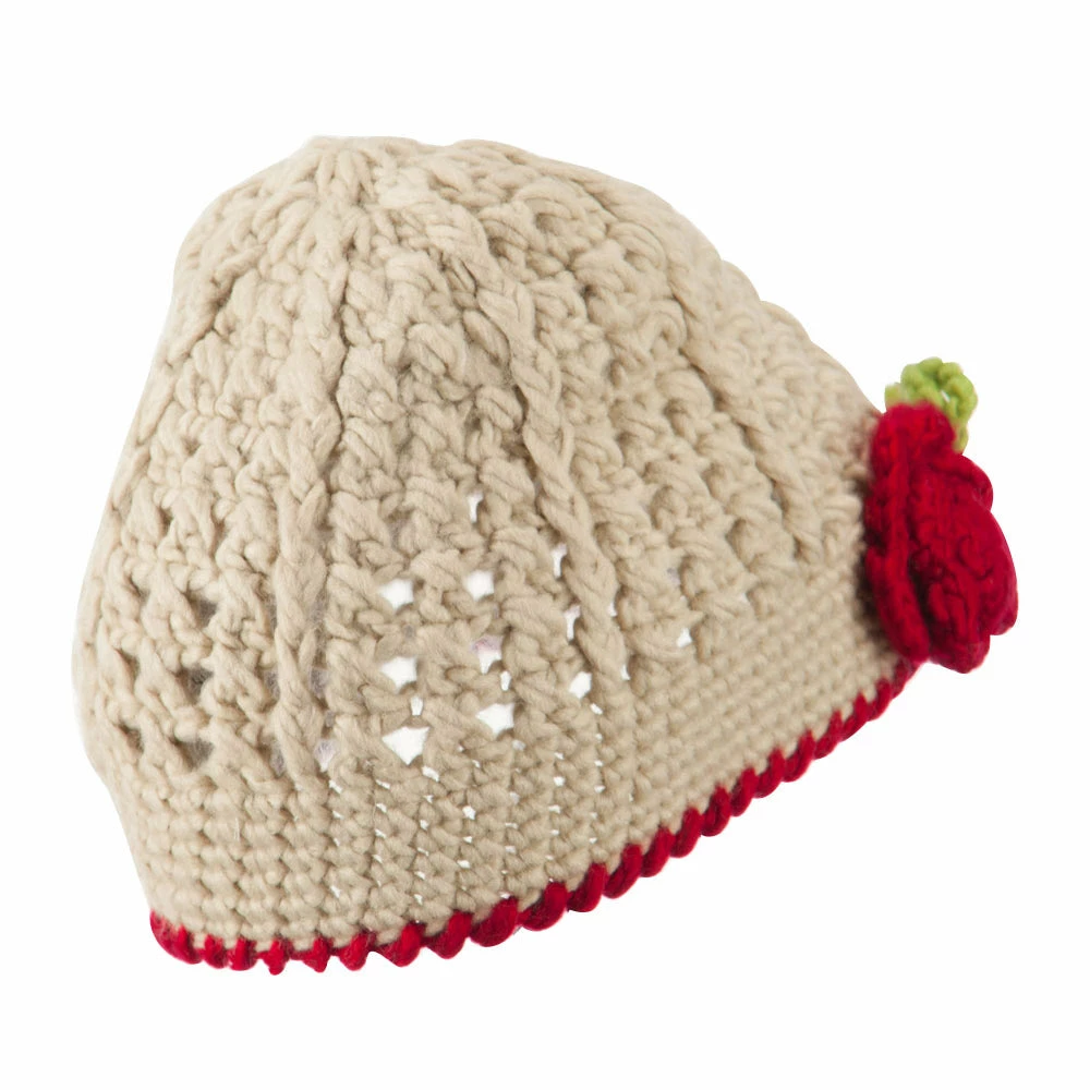 Jeanne Simmons Girl's Flower And Leaf Knit Cap 4 Jeanne Simmons Girl's Flower And Leaf Knit Cap - Image 2