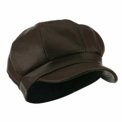 City Hunter Faux Leather Spitfire Hat 25 City Hunter Faux Leather Spitfire Hat -Adams Shop fl002nb brown 4 2