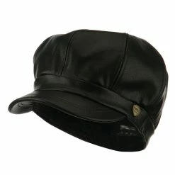 City Hunter Faux Leather Spitfire Hat 27 City Hunter Faux Leather Spitfire Hat -Adams Shop fl003nb black 1 2