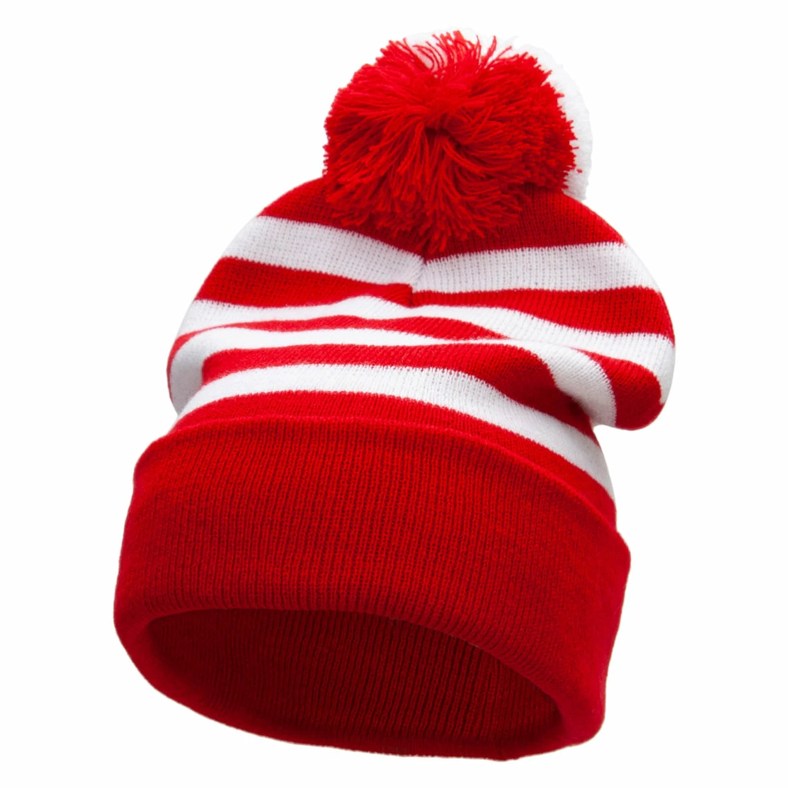 E4Hats Striped Pom Pom Cuff Long Beanie 3 E4Hats Striped Pom Pom Cuff Long Beanie