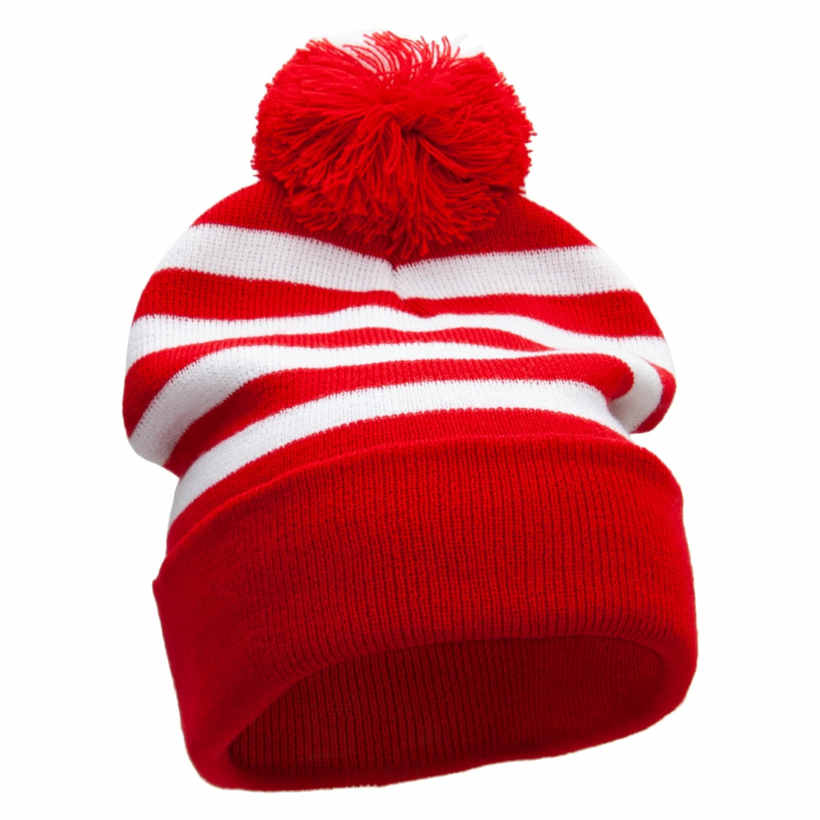 E4Hats Striped Pom Pom Cuff Long Beanie 6 E4Hats Striped Pom Pom Cuff Long Beanie - Image 4