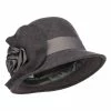 Jeanne Simmons Women's Flower Satin Band Wool Cloche -Adams Shop fn001cl grey 1
