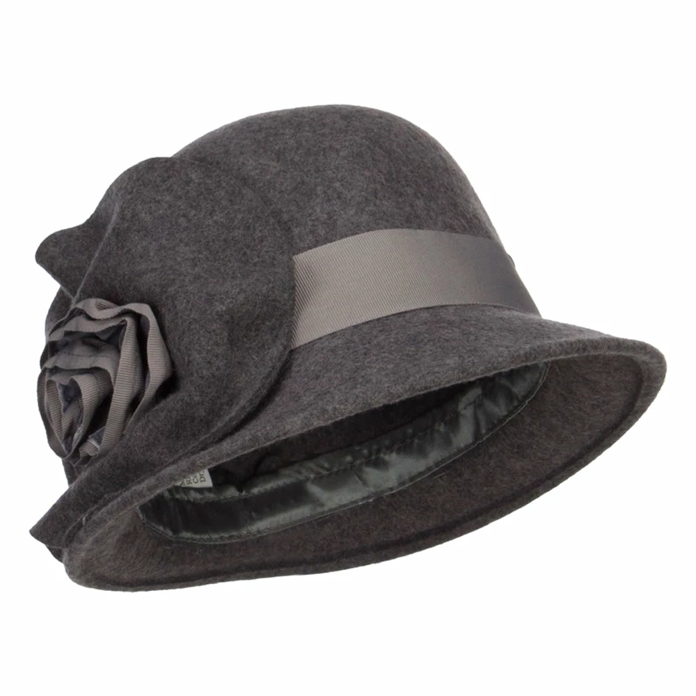 Jeanne Simmons Women's Flower Satin Band Wool Cloche 3 Jeanne Simmons Women's Flower Satin Band Wool Cloche