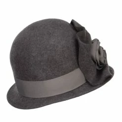 Jeanne Simmons Women's Flower Satin Band Wool Cloche 10 Jeanne Simmons Women's Flower Satin Band Wool Cloche -Adams Shop fn001cl grey 4