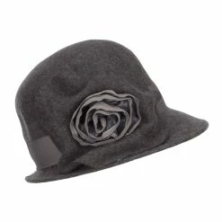 Jeanne Simmons Women's Flower Satin Band Wool Cloche 11 Jeanne Simmons Women's Flower Satin Band Wool Cloche -Adams Shop fn001cl grey 5