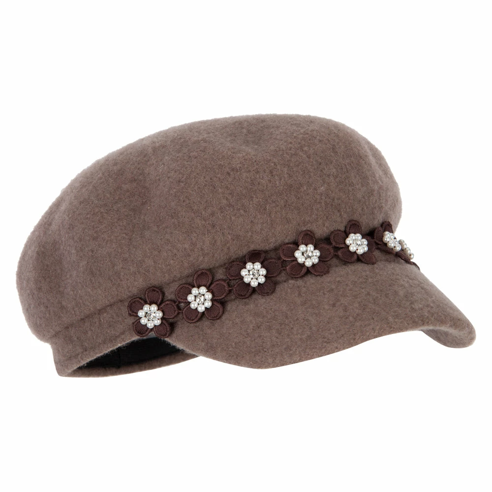 Jeanne Simmons Women's Flower Band Accented Wool Felt Newsboy Cap 21 Jeanne Simmons Women's Flower Band Accented Wool Felt Newsboy Cap - Image 19
