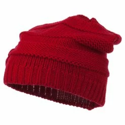Hatiya Flower Knit Long Beanie -Adams Shop ft001bd red 4