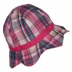 Jeanne Simmons Girl's Wavy Brim Plaid Cotton Bucket Hat -Adams Shop fu001bh pink 3