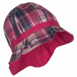 Jeanne Simmons Girl's Wavy Brim Plaid Cotton Bucket Hat -Adams Shop fu001bh pink 4