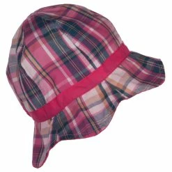 Jeanne Simmons Girl's Wavy Brim Plaid Cotton Bucket Hat -Adams Shop fu001bh pink 5