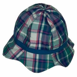 Jeanne Simmons Girl's Wavy Brim Plaid Cotton Bucket Hat -Adams Shop fu002bh blue 2
