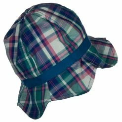 Jeanne Simmons Girl's Wavy Brim Plaid Cotton Bucket Hat -Adams Shop fu002bh blue 5