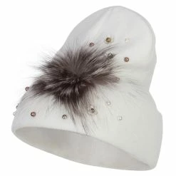 Something Special Flat Fur Snow Flake Cuff Beanie -Adams Shop fw002di white 1