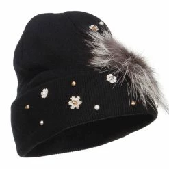 Something Special Flat Fur Snow Flake Cuff Beanie -Adams Shop fw003di black 4
